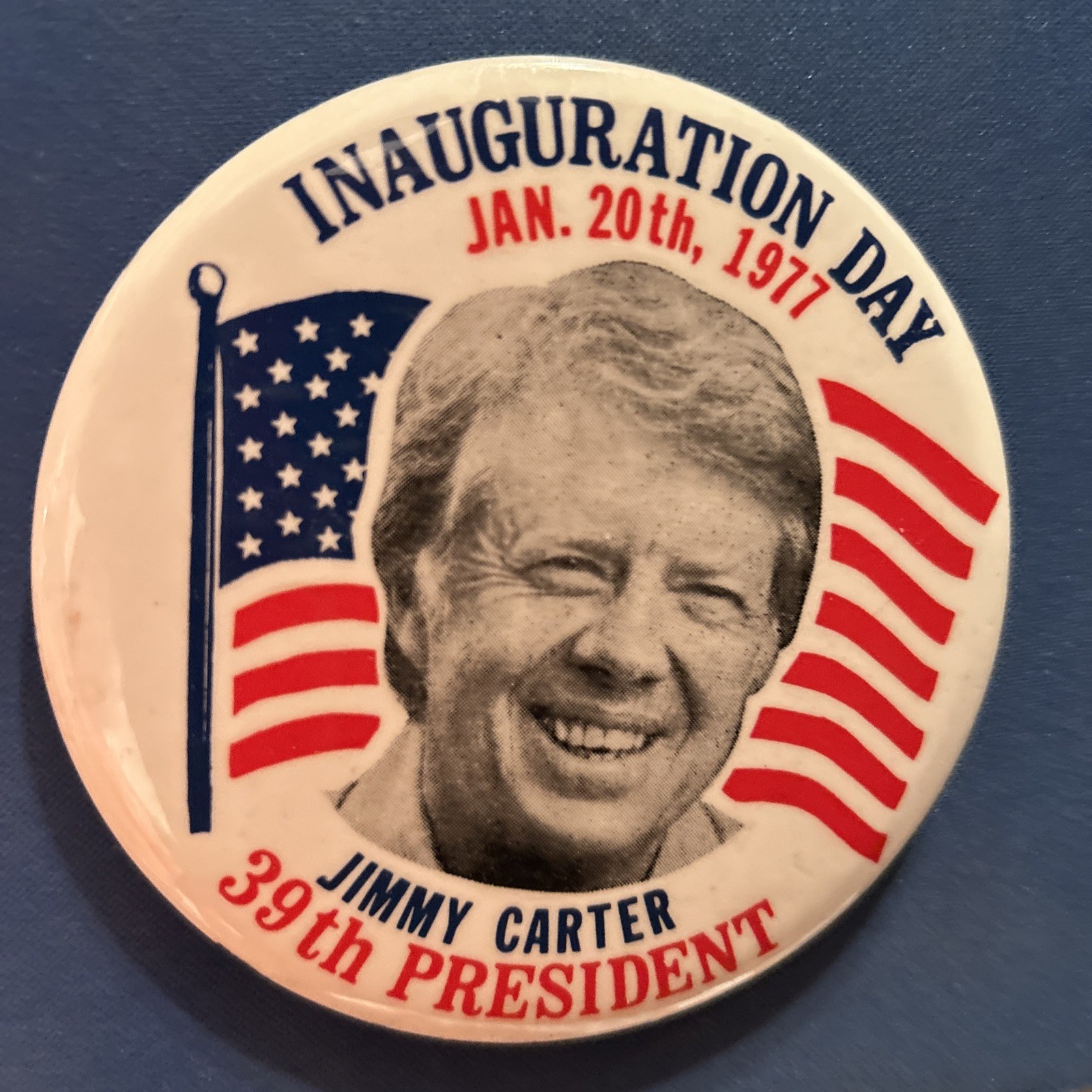 Inauguration Day 1977 Jimmy Carter 39th President 3 1/2” pinback button pin