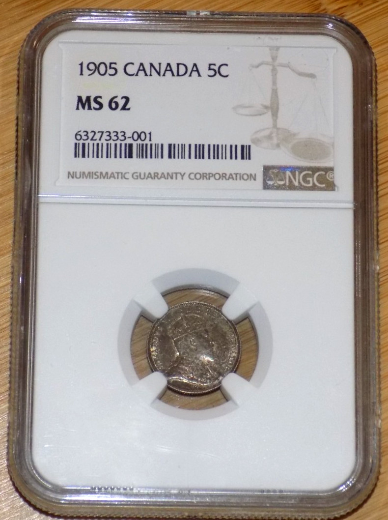 1905 Canada 5c NGC MS 62 UNC Five Cents Canadian Certified Graded Coin