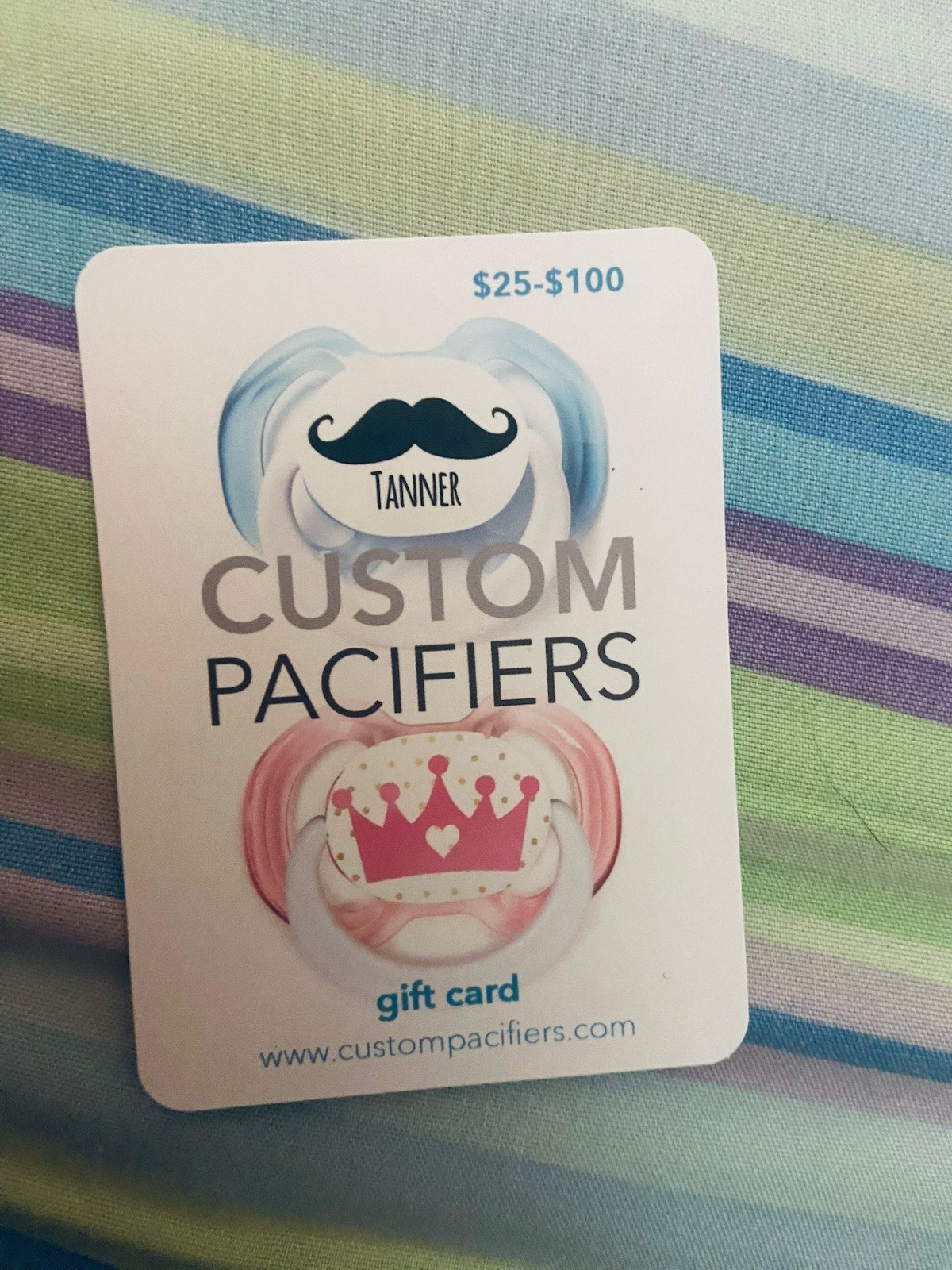 Custom Pacifiers $30 Gift Card, Baby, US Nationwide, No Exp.