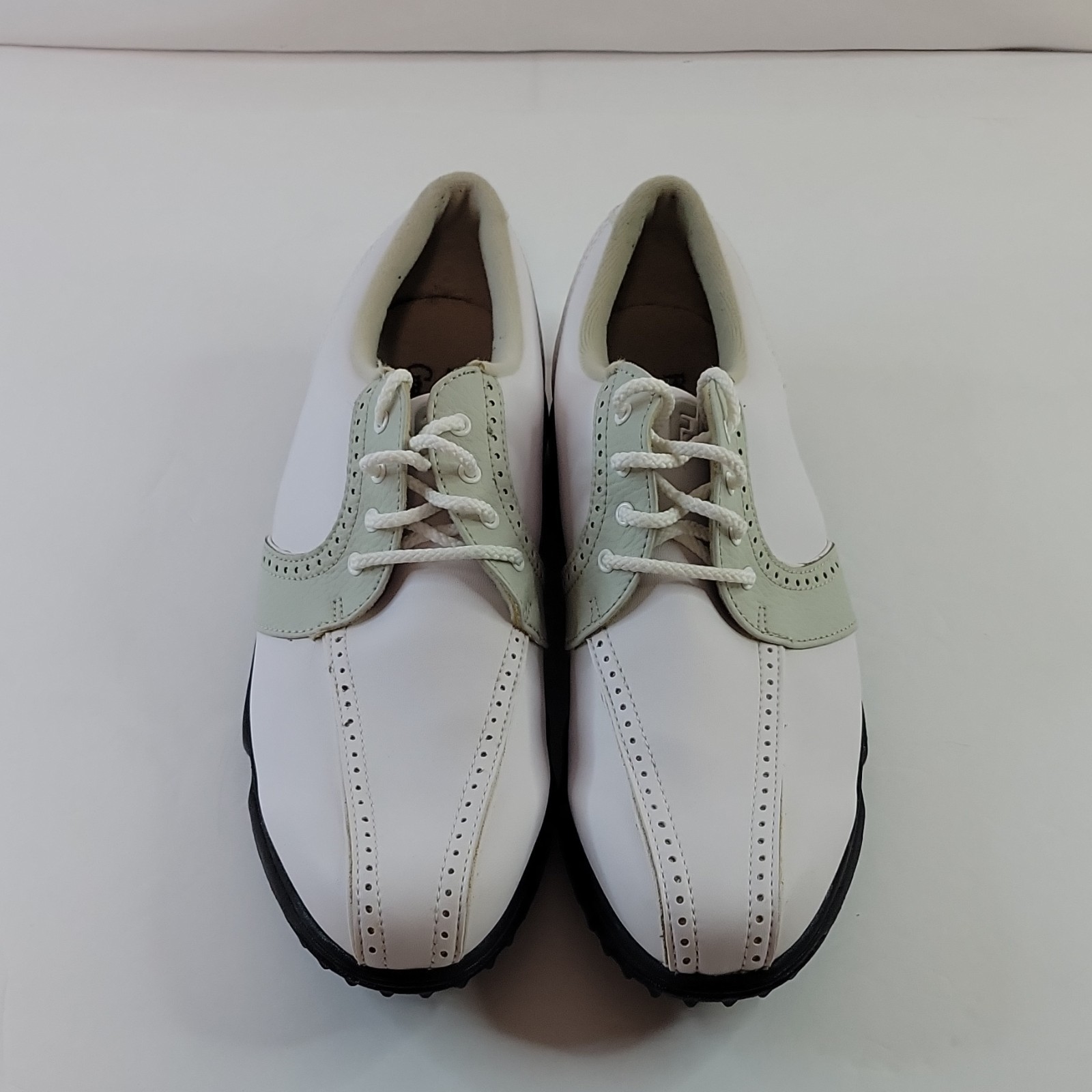 FootJoy GreenJoys Women's Golf Shoes White Light Green 9M Leather Upper Spikes