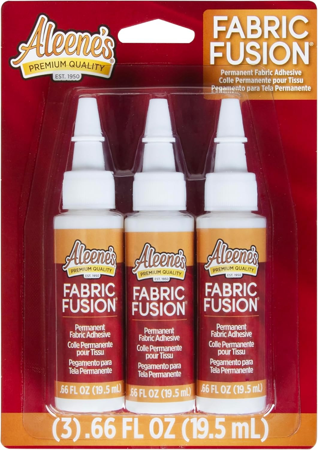 Aleene'S Fabric Fusion Glue .66 Oz 3-Pack, Permanent and Washable Adhesive, Drie