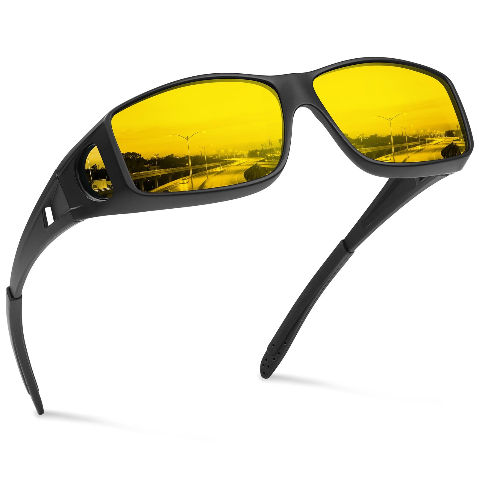 ZJL Night Vision Glasses for Driving - Large, Black Frame/Night Lenses