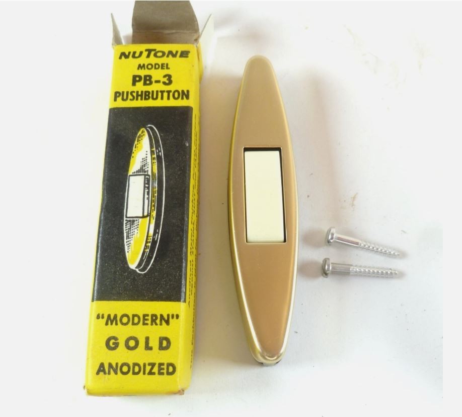 NuTone PUSH BUTTON Modern PB-3 Non-Lighted Gold 3-3/8" x 7/8" NEW PB-3G