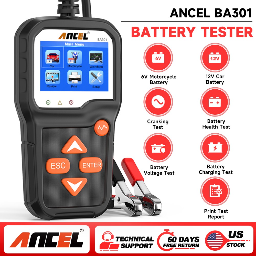 6/12V Car Battery Tester Cranking Charging System Battery Analyzer DiagnosisTool