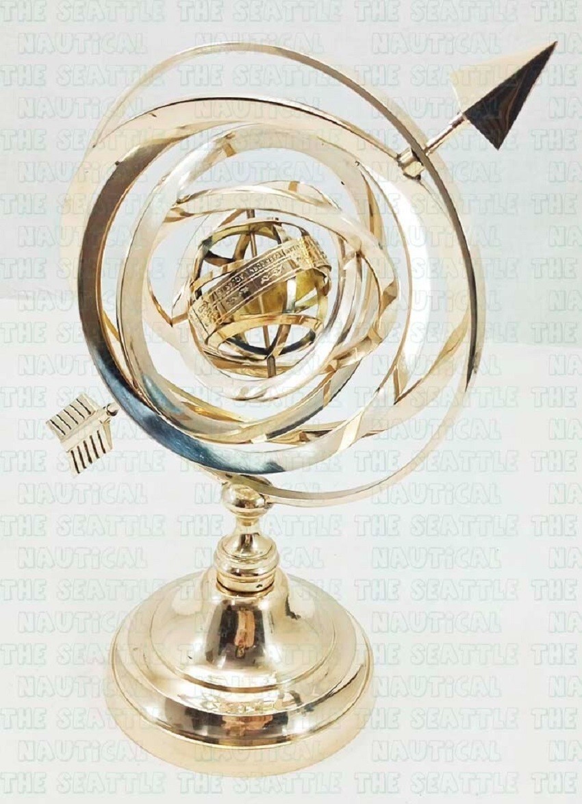 Solid Brass Armillary Sphere Astrolabe 11" Maritime Nautical Globe Collectible