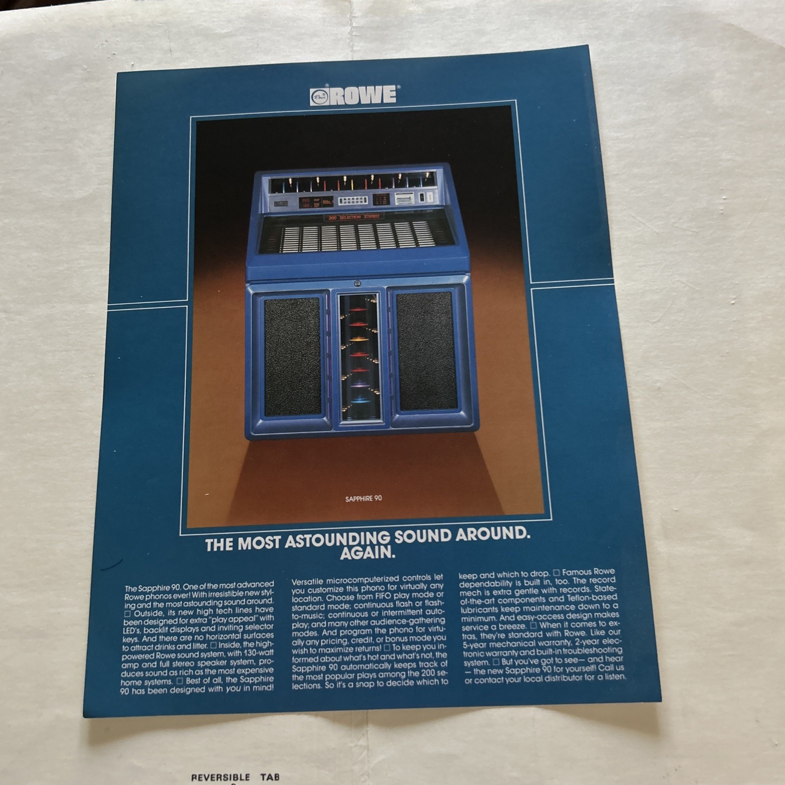 Original Factory Jukebox Ami-Rowe Sapphire 90 Photograph 200 Select FLYER
