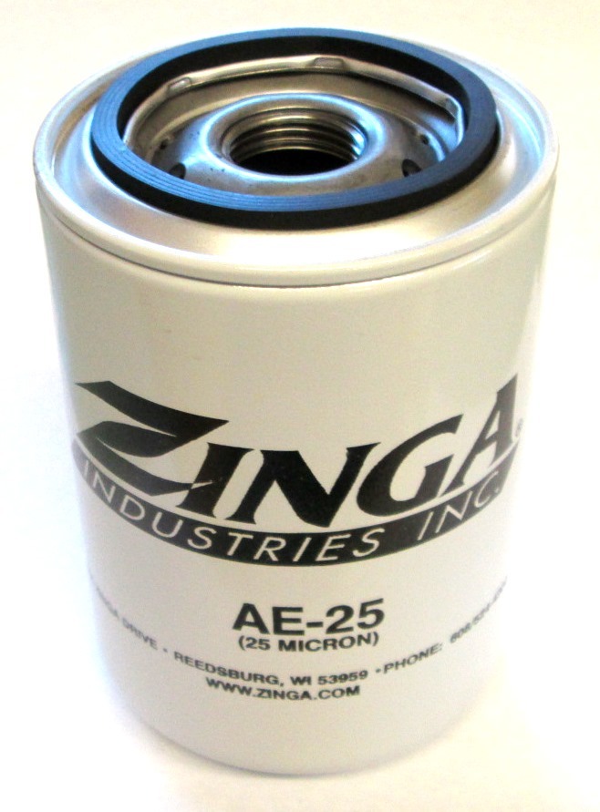 ZA AE-25 - Zinga Spin on Filter 25 Micron 1" - 12 Threads 3.8" Diameter 5.8" Tal
