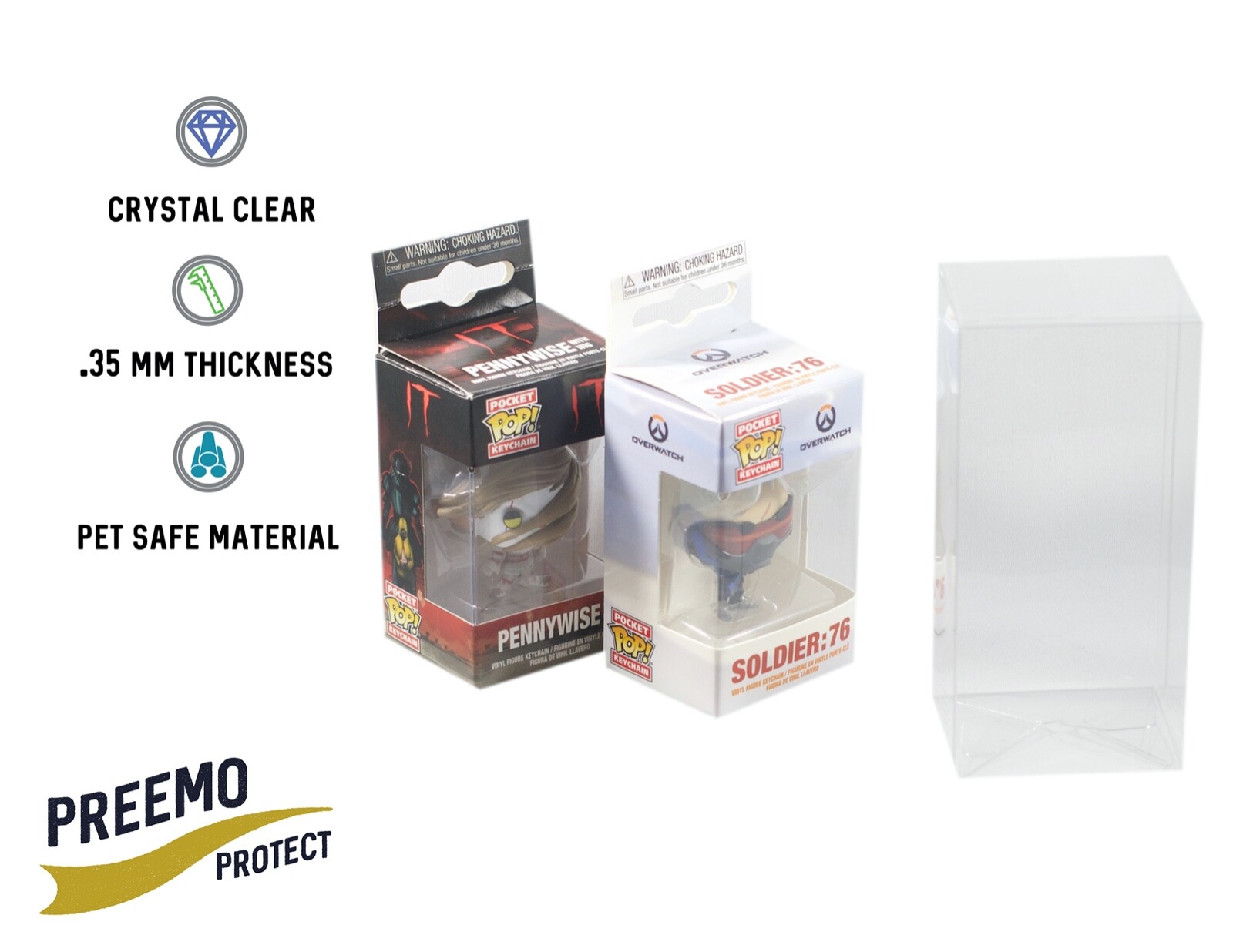 Funko Pocket Pop! Keychain Protectors - Acid Free - Crystal Clear - 5 to 50 pack