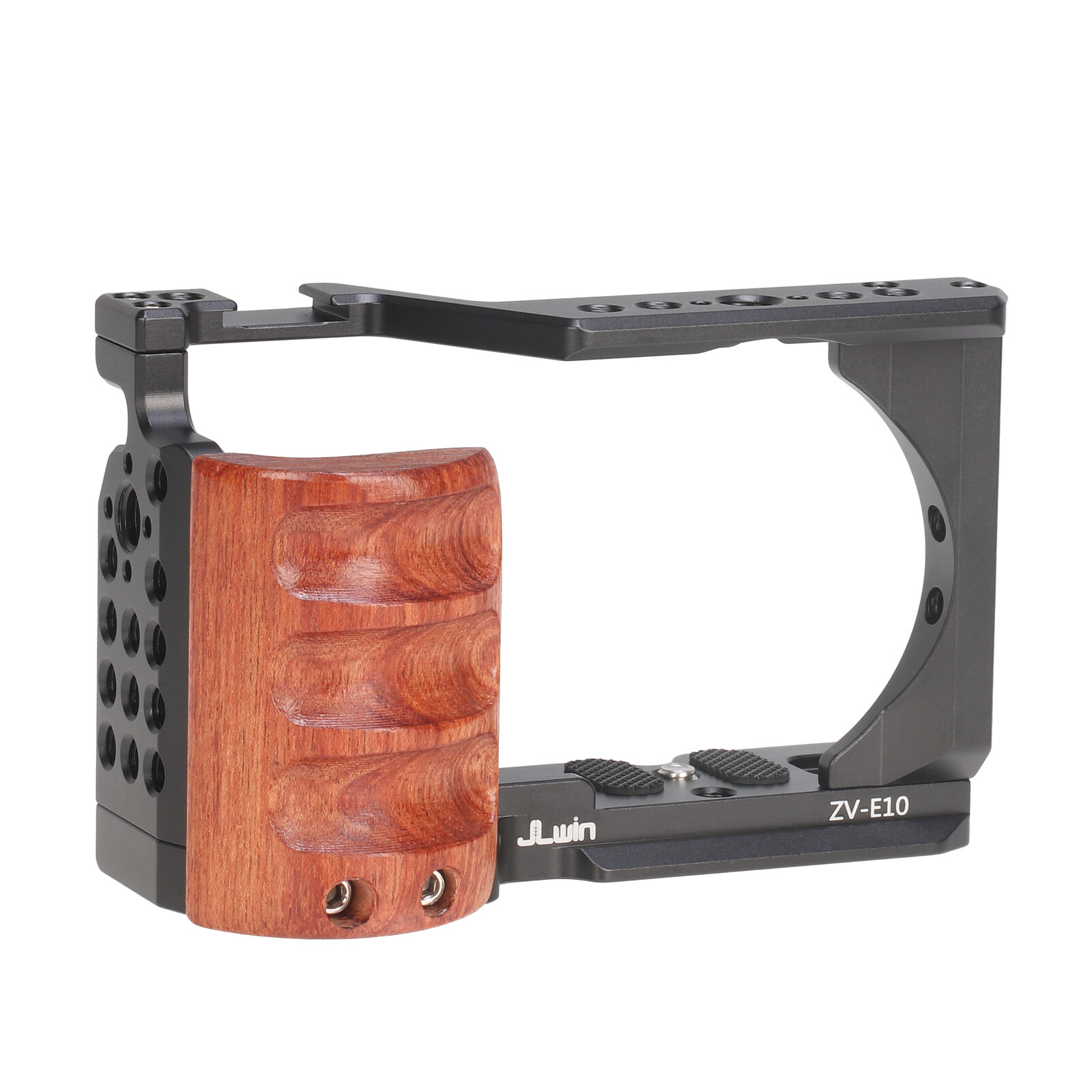 Camera Cage w/Wooden Side Handle Grip for Sony Alpha ZV-E10 Camera Arca Swiss QR