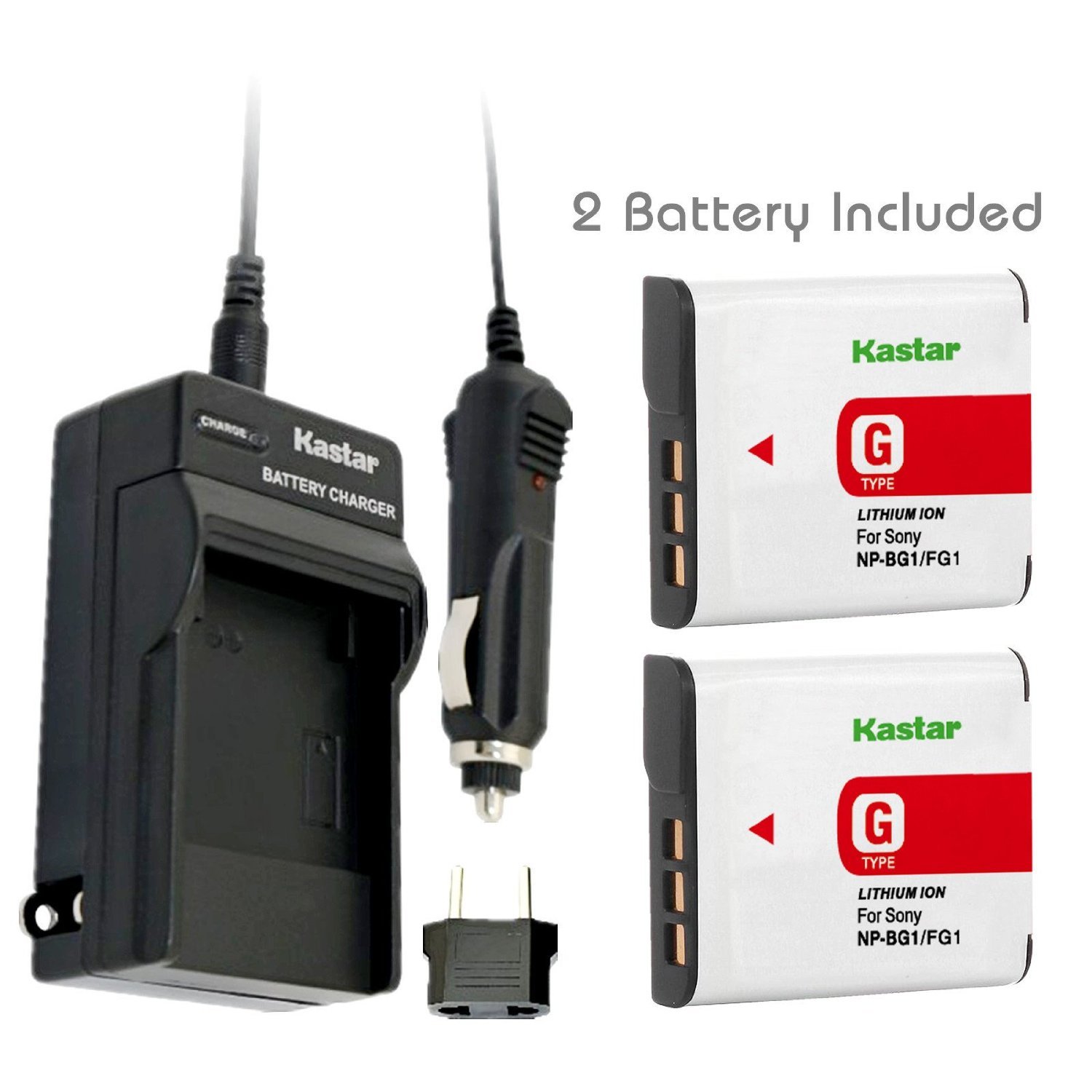Kastar Battery (2-Pack) and Charger Kit for Sony NP-BG1, NP-FG1, BC-CSG, BC-CSGE