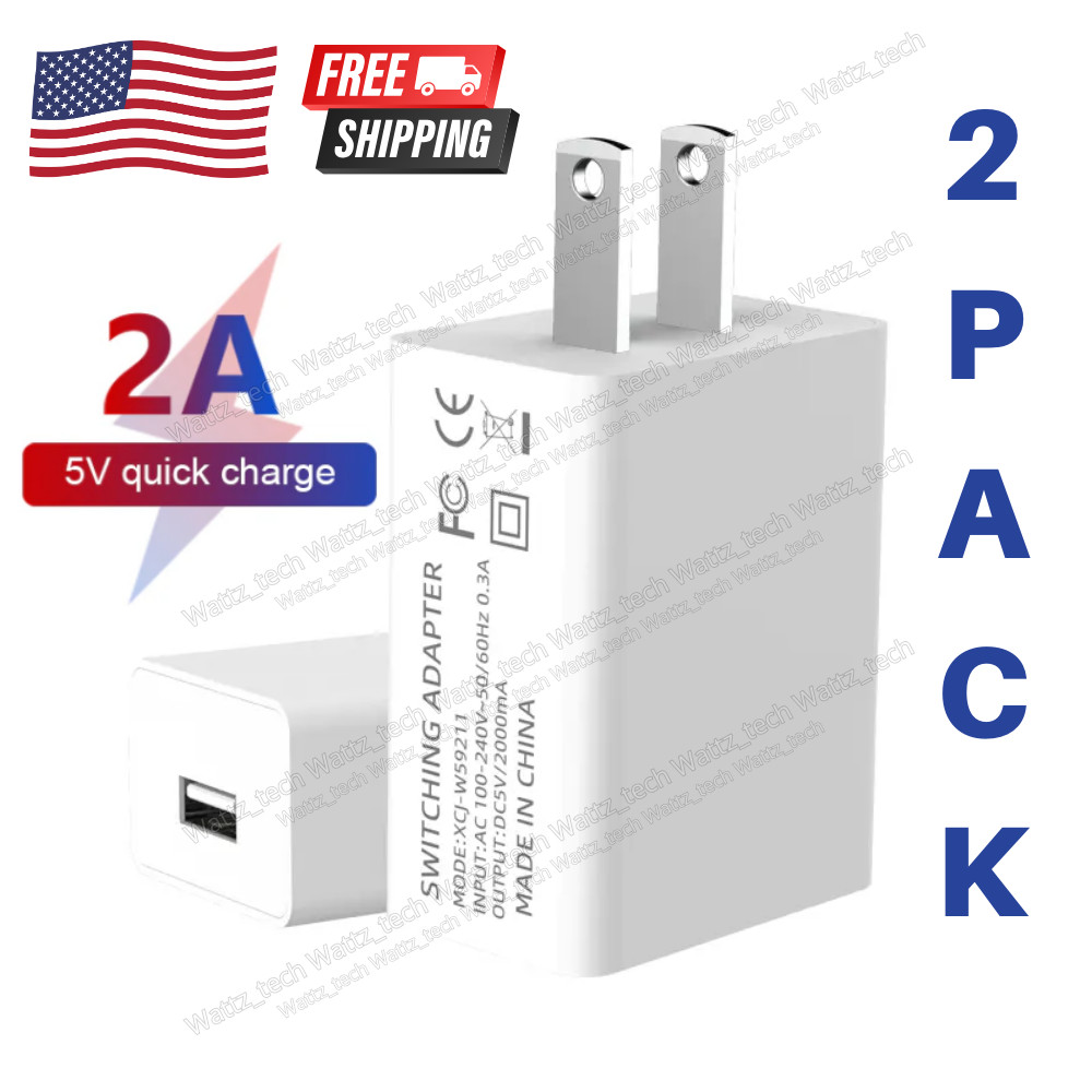 2Pack USB 5V 2A Wall AC DC Home House Charging Charger US Wall Power Adapter Lot