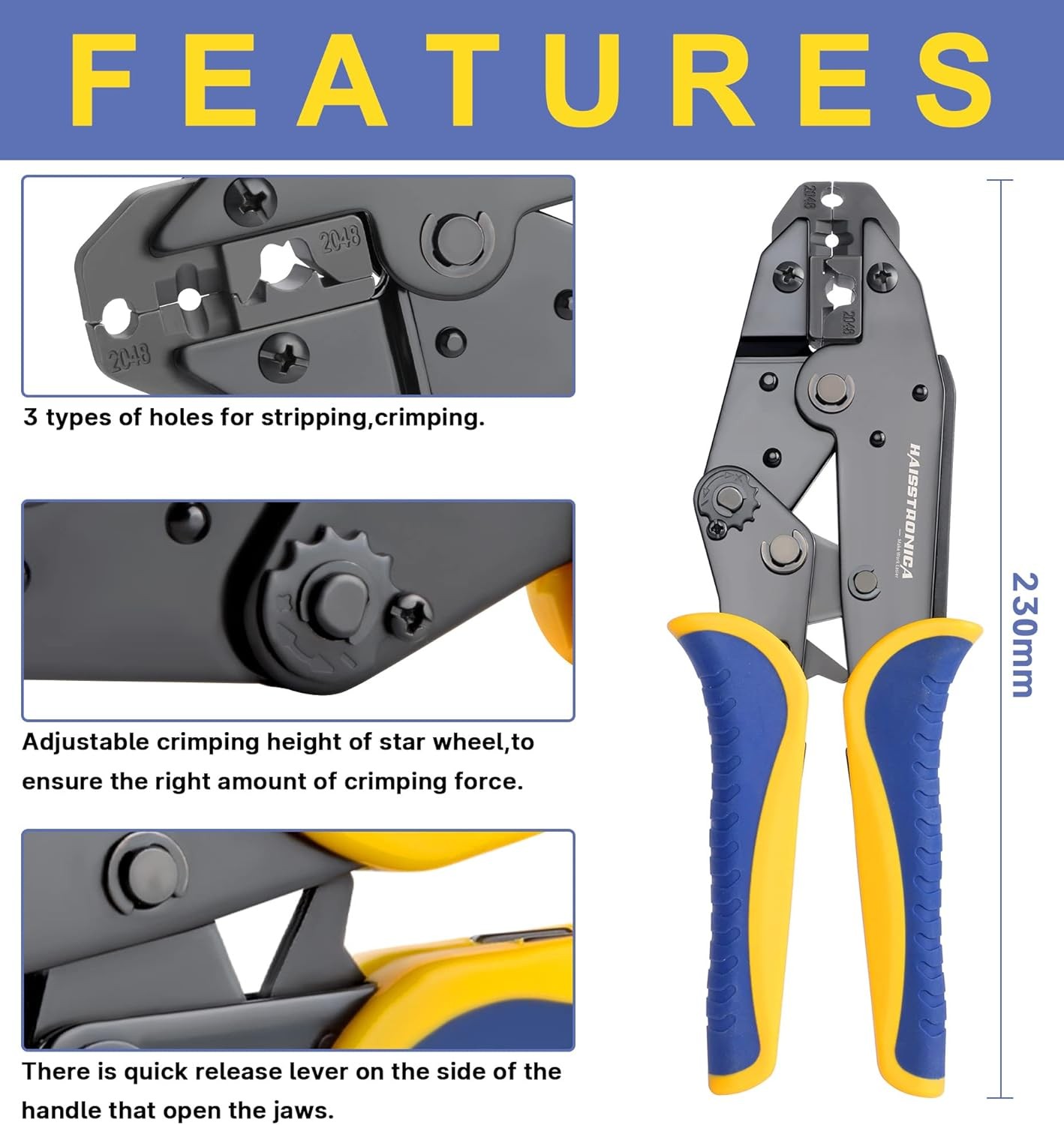Crimping Tool for Spark Plug Ignition Wire 8.5Mm Ratchet Wire Crimp