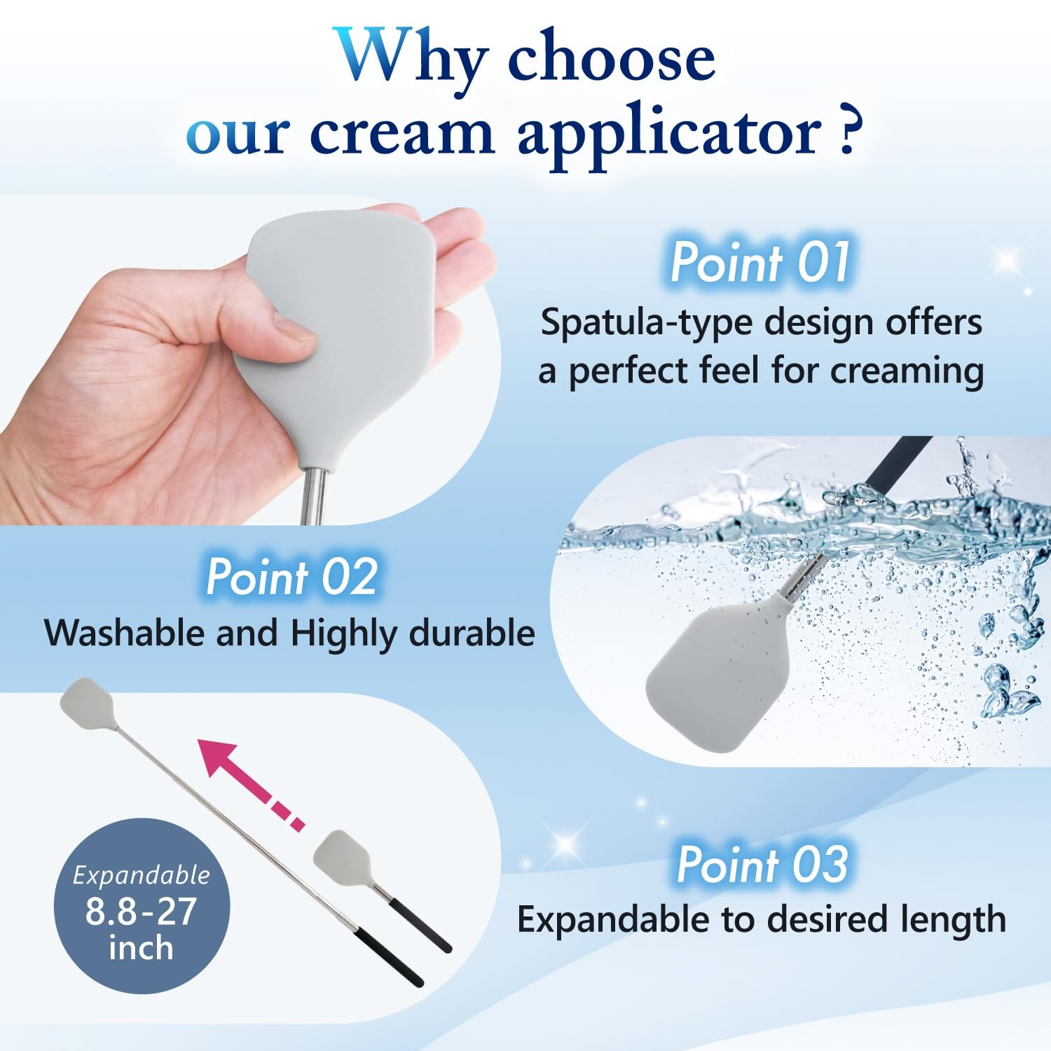 FieldSora Cream Applicator for Back Telescopic Easy to Covers Large Areas