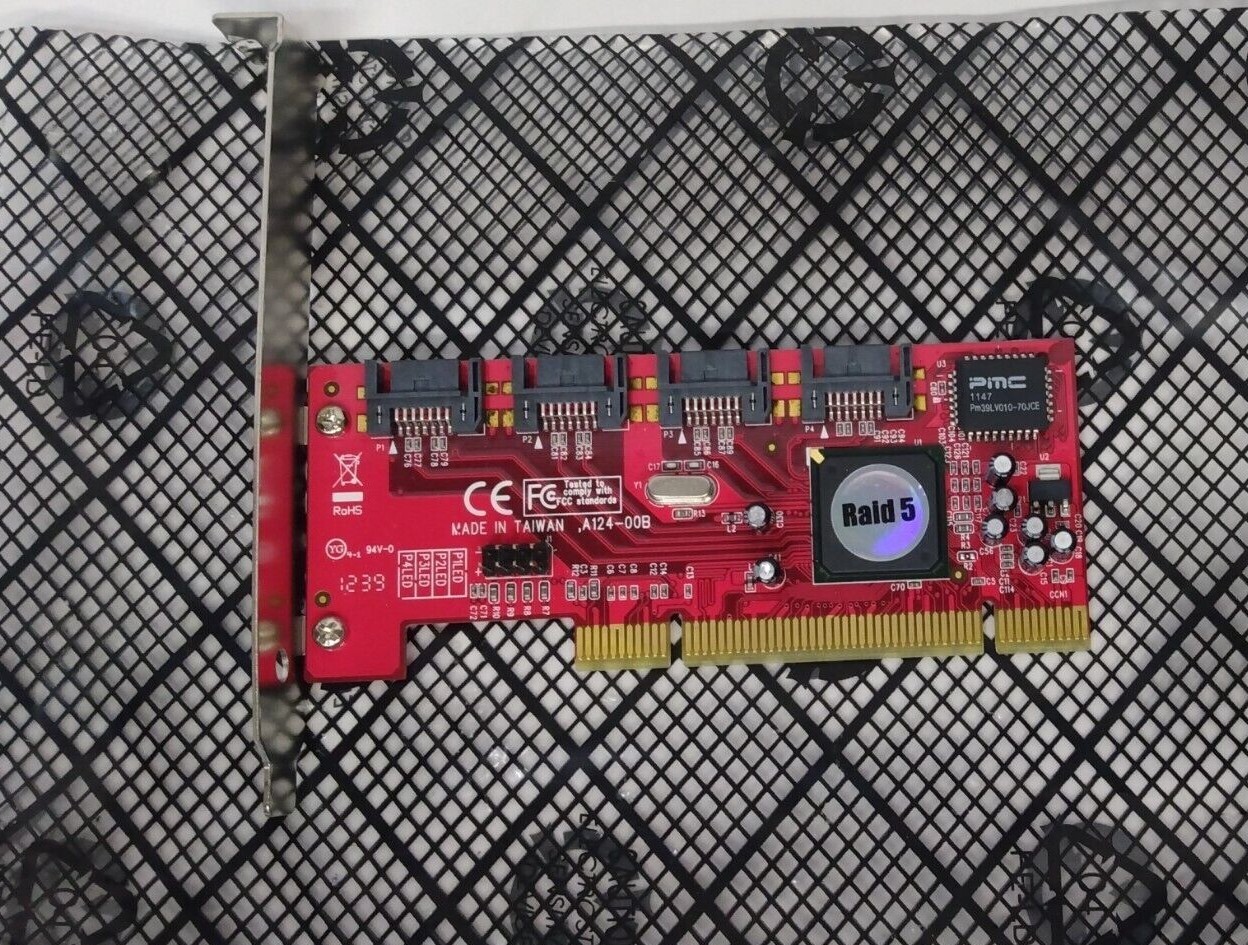 Rosewill A124-00B 4-Port PCI SATA Controller Card Raid 5 *NEW