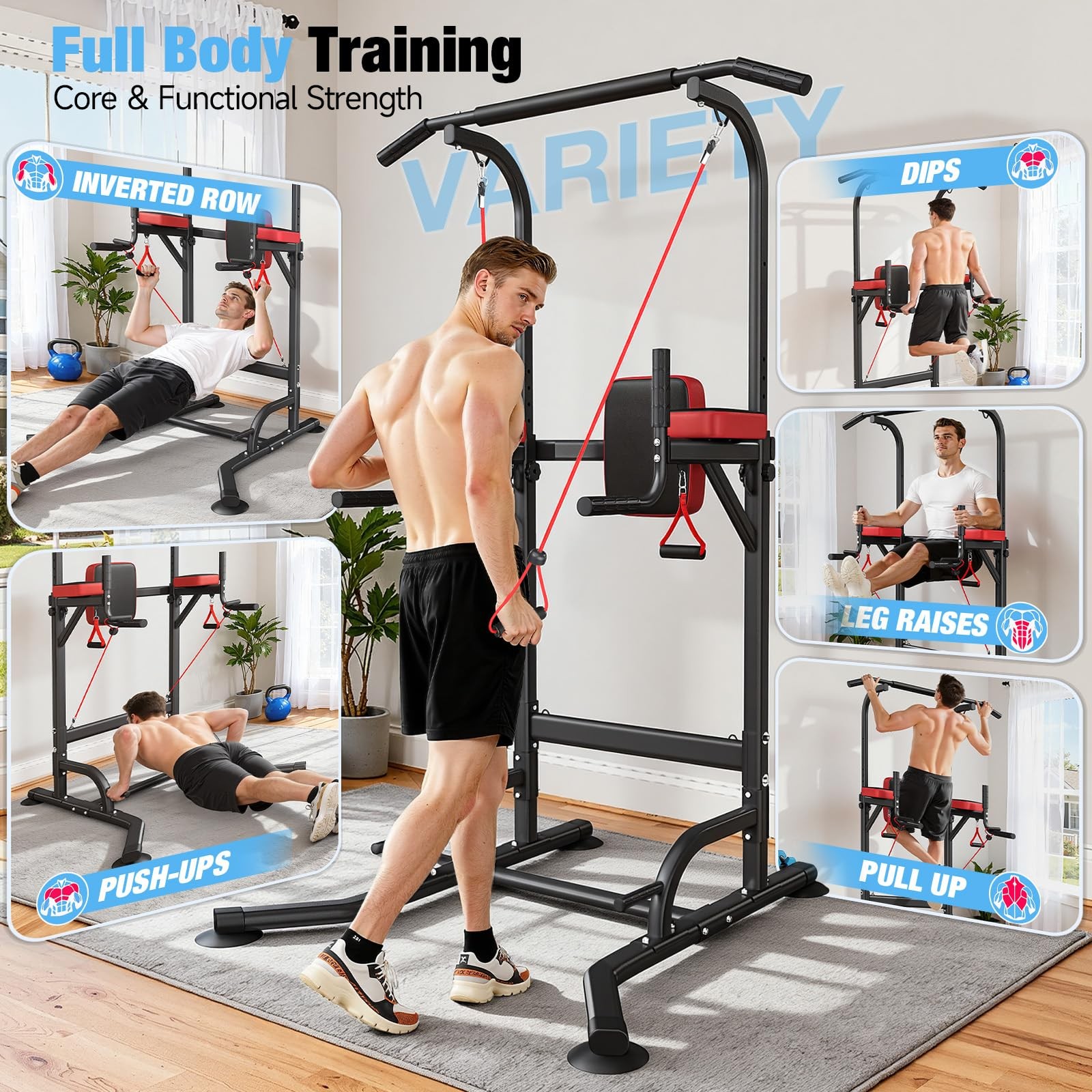 Pull Up Bar Free Standing for Multi-Function Home Gym Strength, Pull Up Dip S...