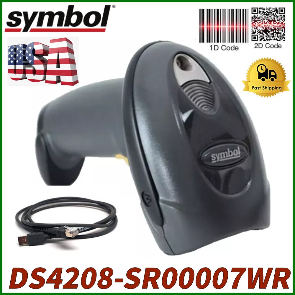 Symbol Motorola DS4208-SR00007WR 2D Handheld Barcode Scanner with USB Cable USA