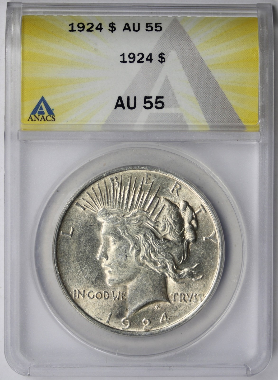 1924 Peace Silver Dollar AU 55 ANACS