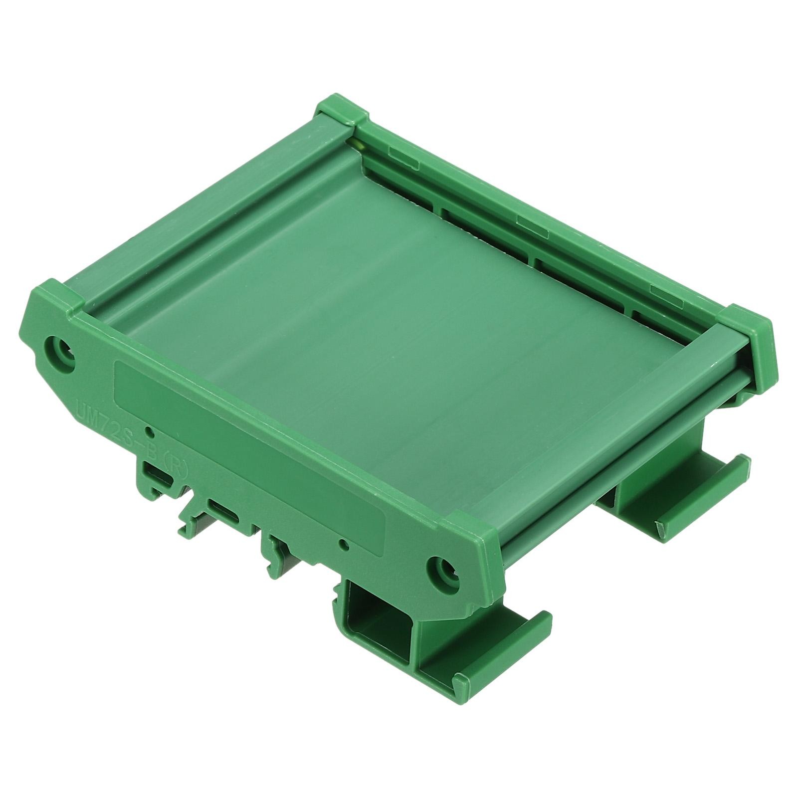 DIN Rail Mount Carrier for 65mm x 72mm PCB, Housing, Bracket, Green