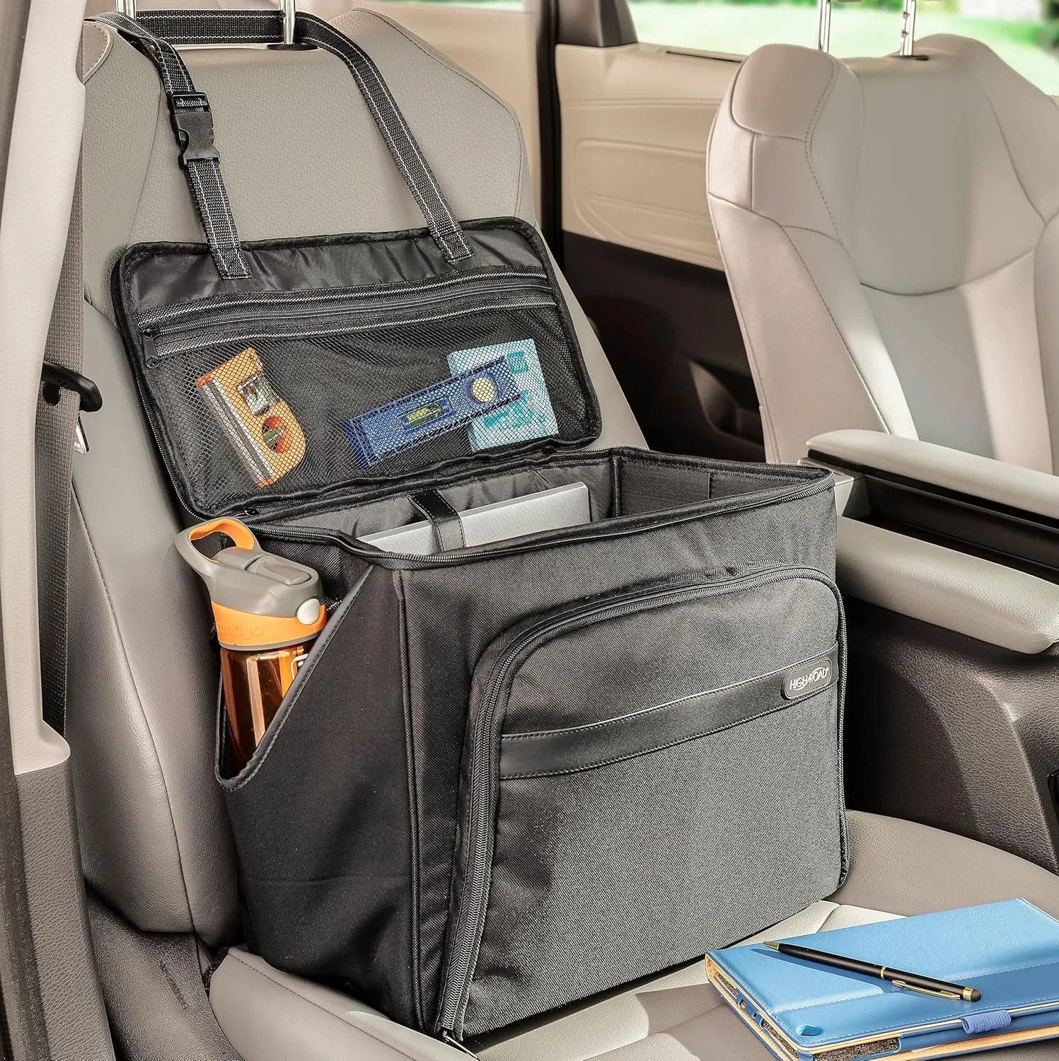 Front Seat Car Organizer Laptop File Storage with Desk Supplies and Bottle Ho...