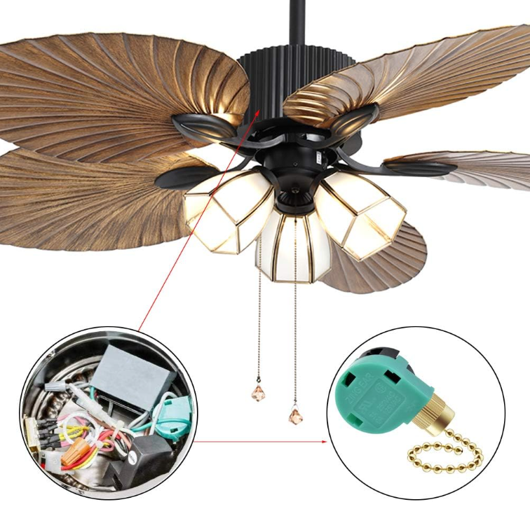 3 Pack Ceiling Fan Switch 3 Speed 4 Wire Zing Ear ZE-268S6 Fan Pull Chain Switch