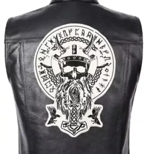 Viking Thor hammer and Skull patch for bikers, motoclub jacket, Large patch,...