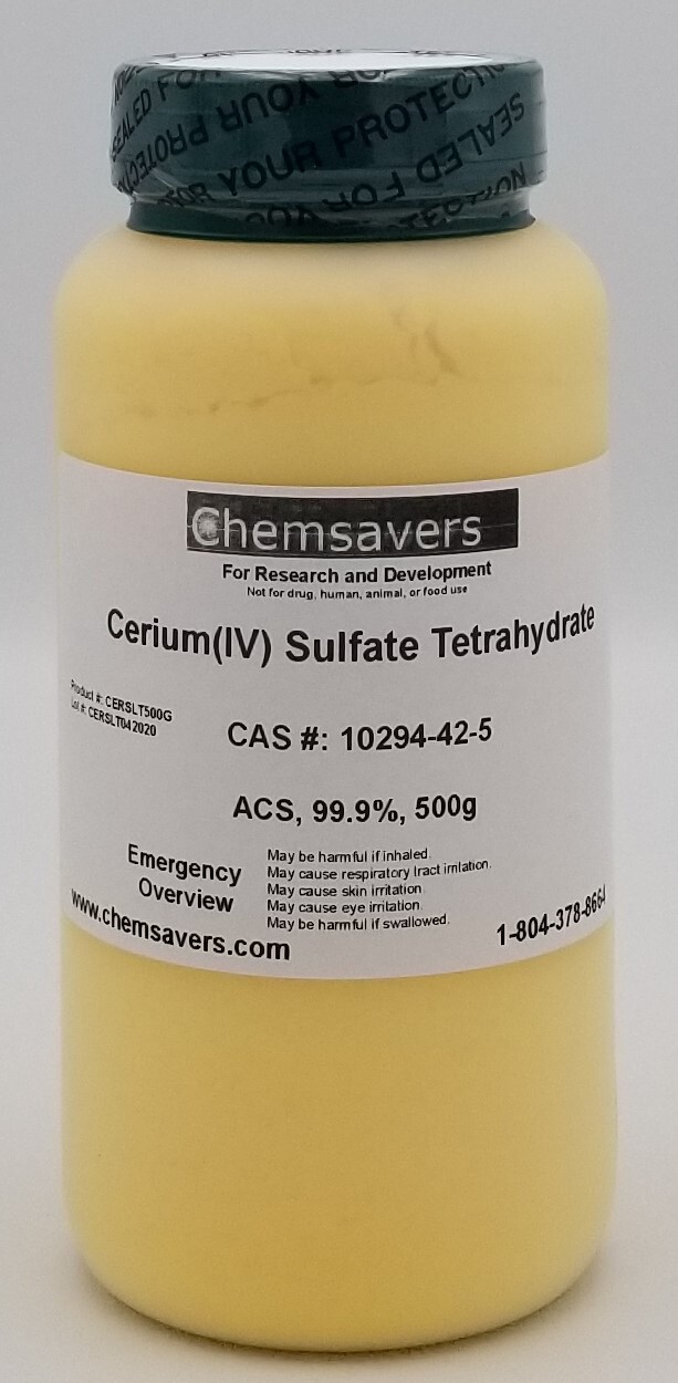 Cerium(IV) Sulfate Tetrahydrate, ACS, 99.9%, 500g