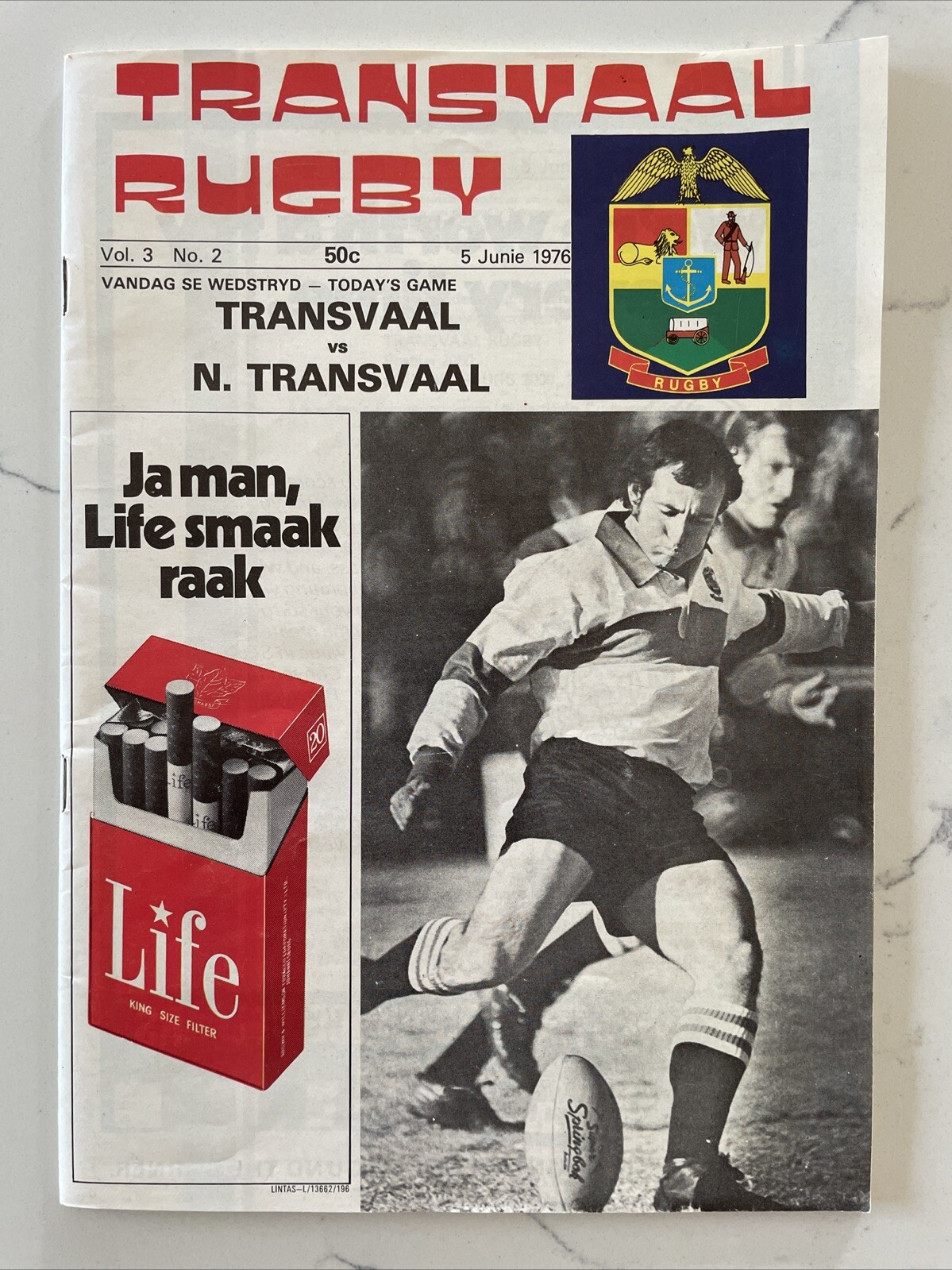 1976 Rugby Programme - Transvaal vs. N. Transvaal (Afrikaans, VTG Adverts)