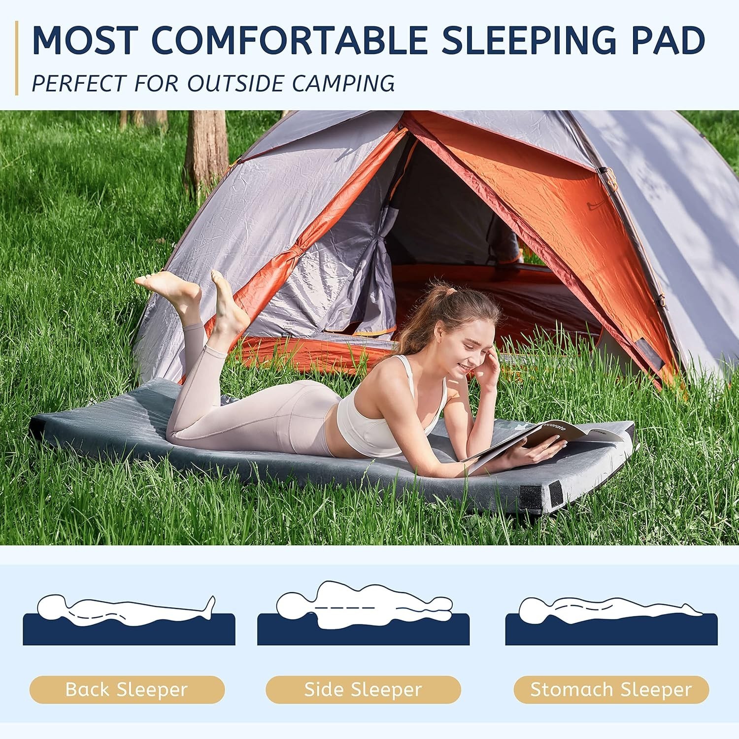 CertiPUR- Memory Foam Camping Mattress Pad Portable Roll Up Mattress for Adul...