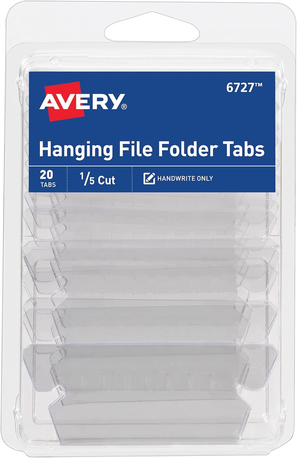 ® Hanging File Folder Tabs and Inserts, 1/5 Cut, Clear, 20 File Folder Tabs and