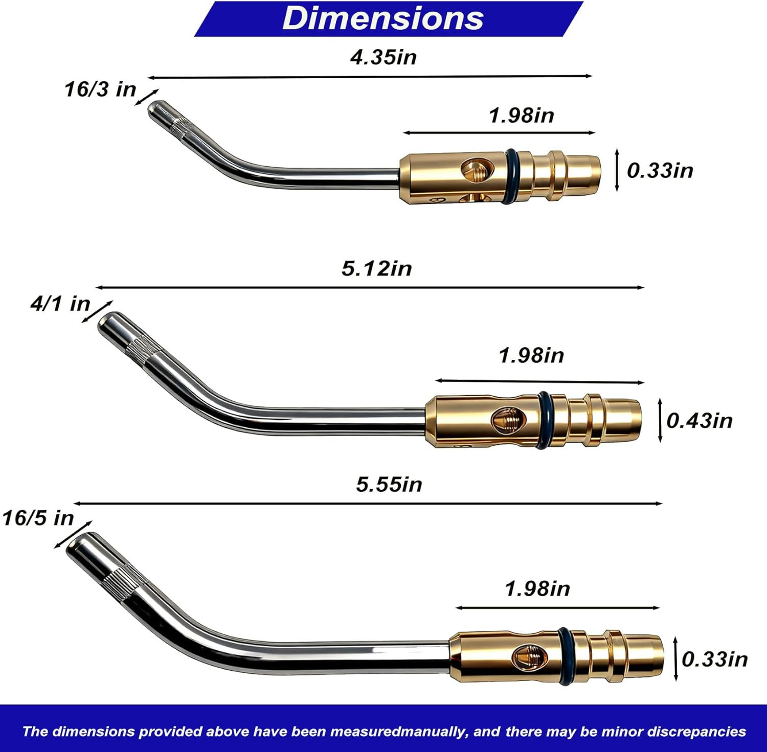 A3 A5 A8 Air Acetylene Torch Tip Kit, Acetylene Torch Tips Set, 3/16" 1/4" 5/16"