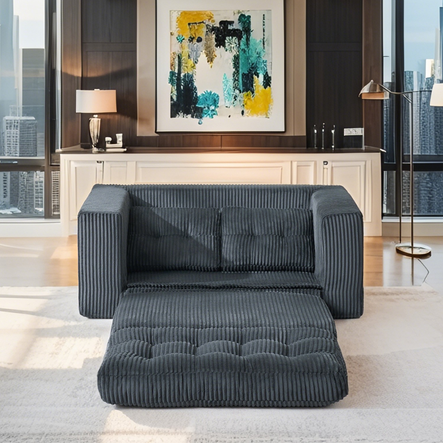 Loveseat Sofa Bed with Memory Foam & Steel Frame - No Assembly, Convertible