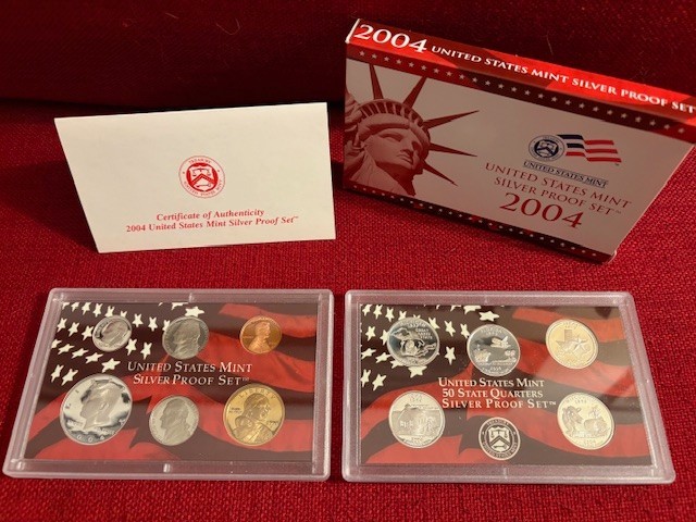 2004 UNITED STATES US MINT SILVER PROOF SET STATE QUARTERS ORIGINAL BOX W/ COA