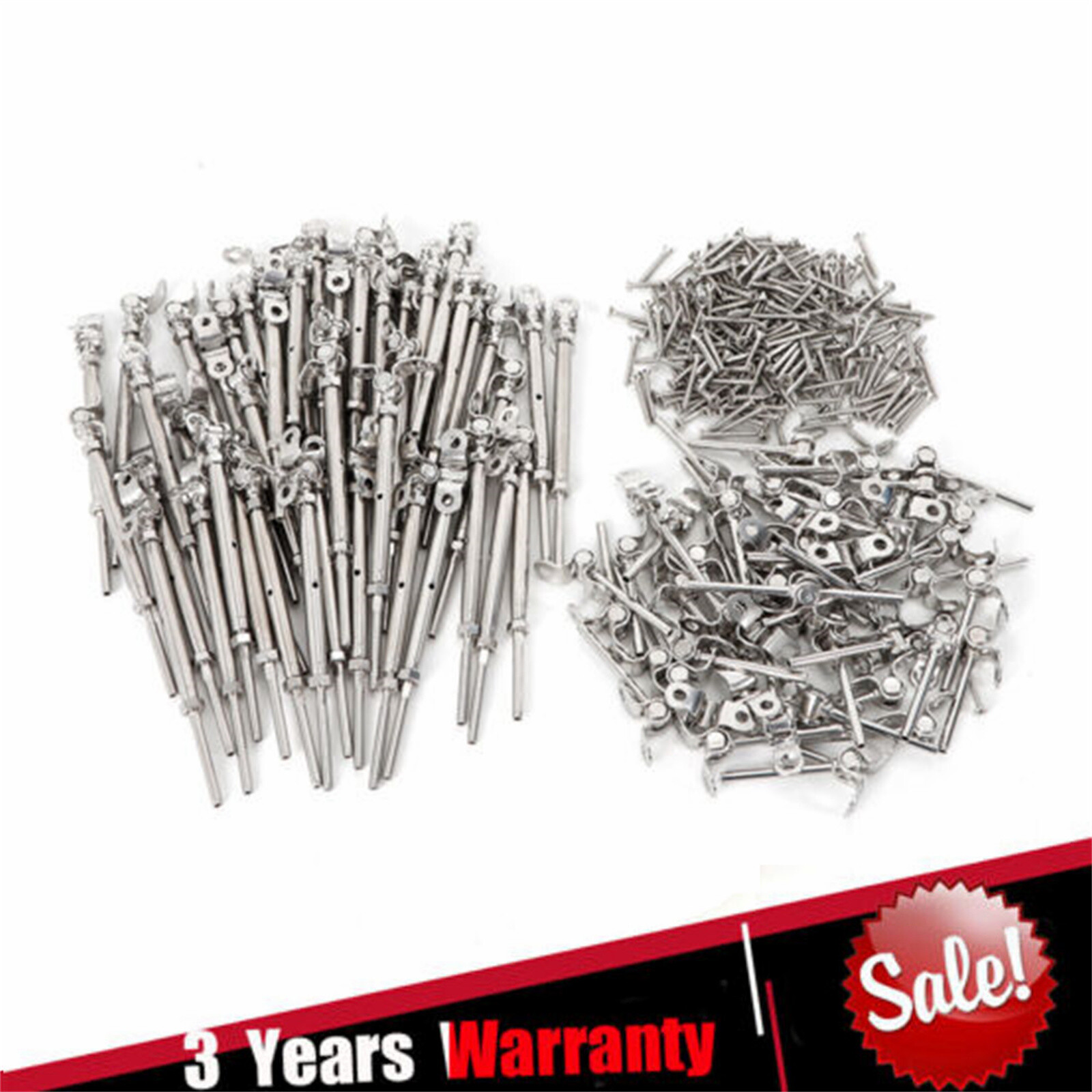 50 Pack T316 Stainless Steel Tensioner Set for 1/8" Cable Railing w/ Deck Toggle