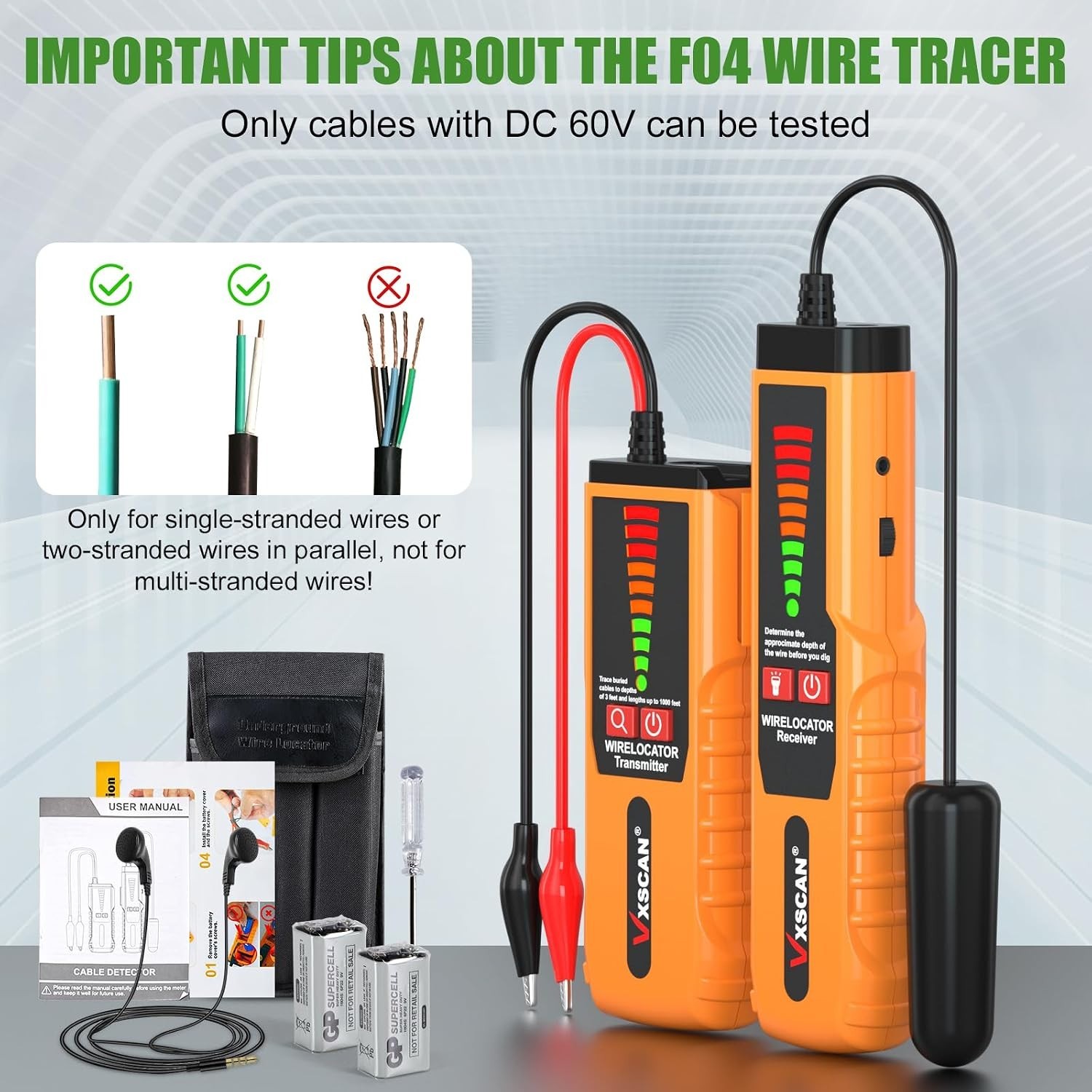 F04 Underground Wire Tracer - Versatile Tool for Detecting Cables & Breakpoints