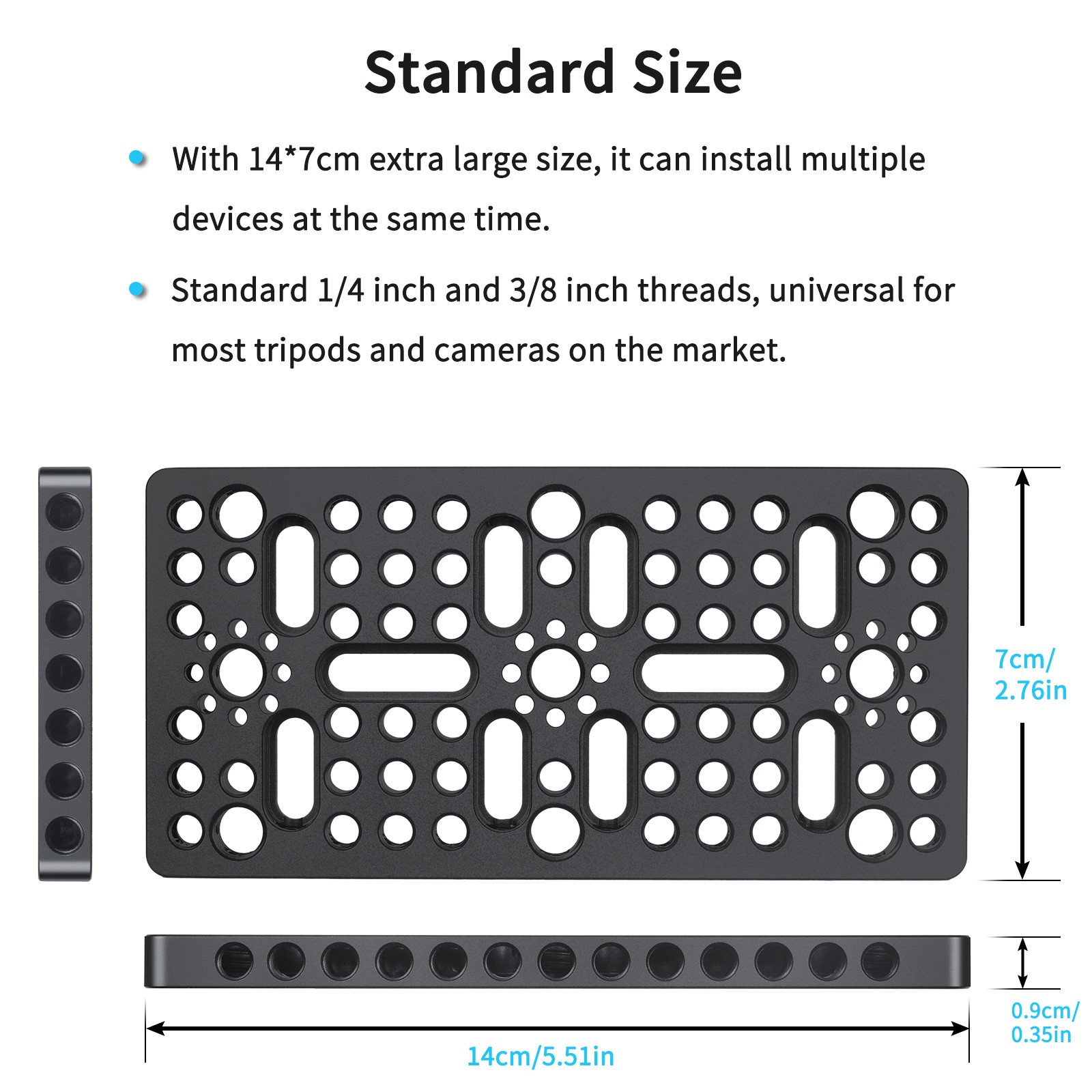 Multi-Function Mounting Plate Cheese Plate W/1/4" 3/8" Thread for Camera Tripod