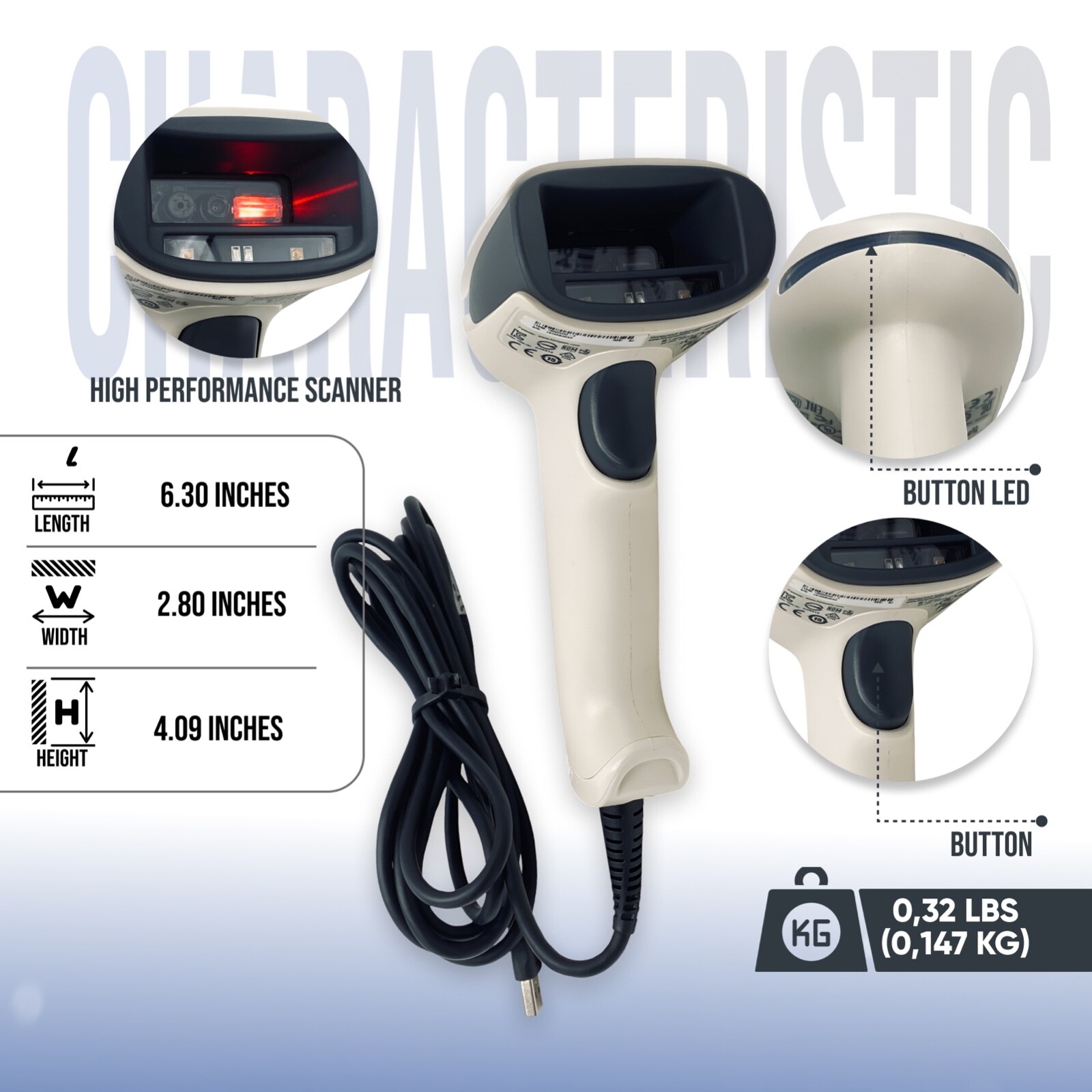 Honeywell Xenon 1900 Wired Barcode Scanner Reader 1900HHD-0 w/USB Cable GRADE A!