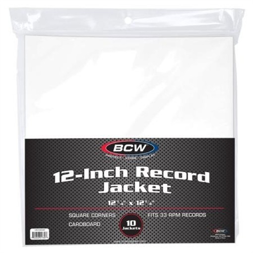 BCW 12 Inch Record Paper Jacket White No Hole Holds 33 RPM Vinyl Collections NEW