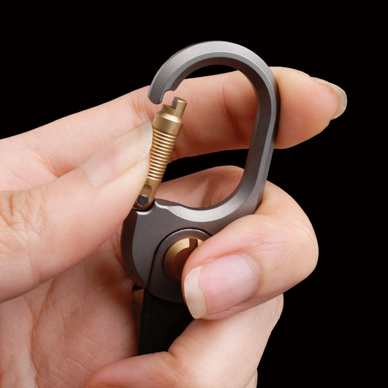 1PC Titanium Brass Leather Keychain Portable Removable Key Ring Pendant EDC Tool