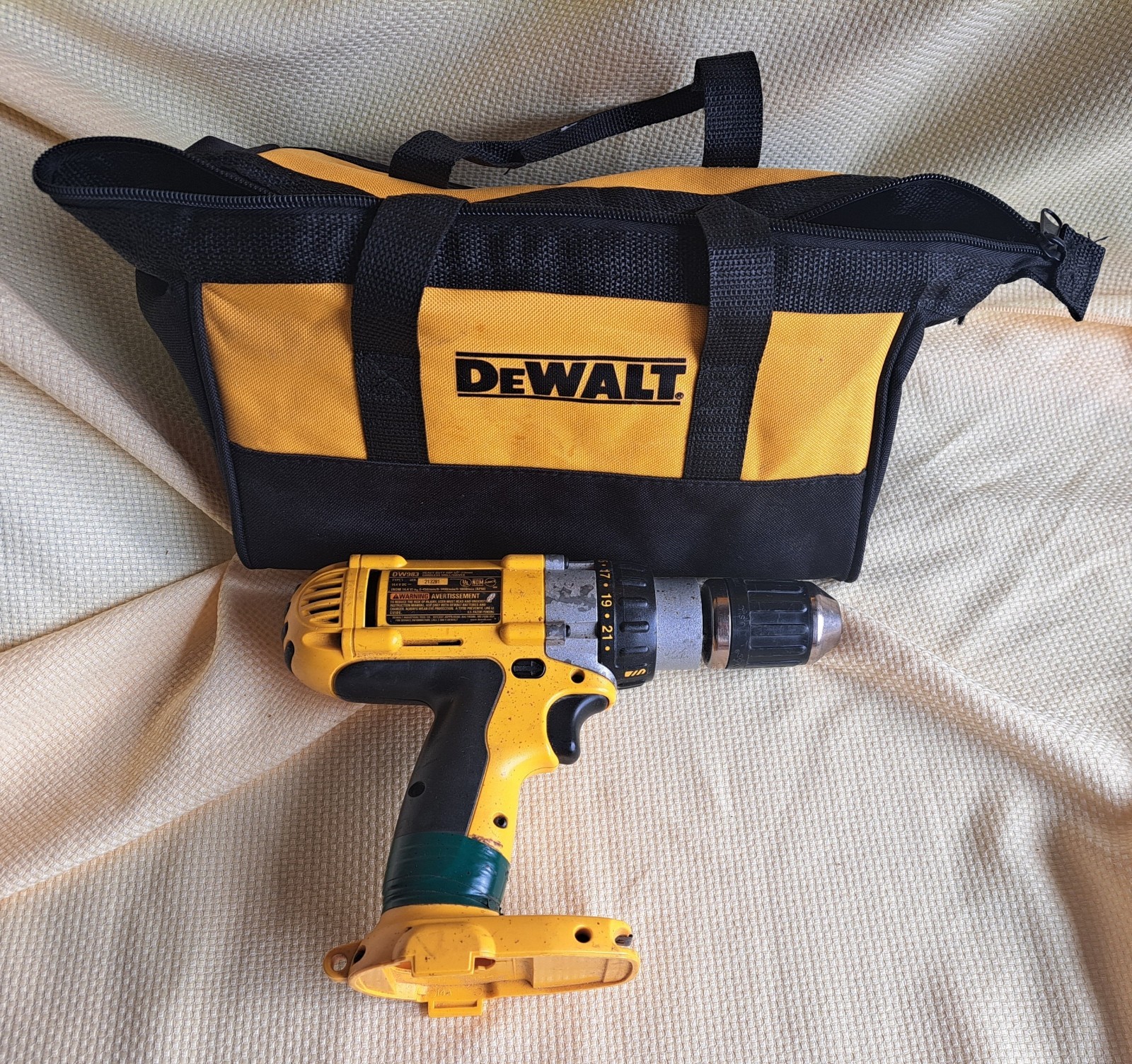 Dewalt Cordless Drill DW983 Used with 3 Batteries and Tool Bag
