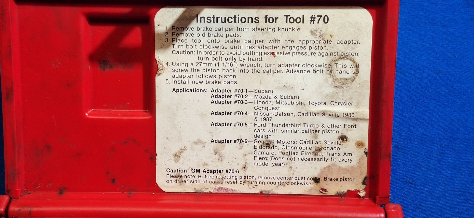 Assenmacher Specialty Tools AST #70 BRAKE CALIPER TOOL KIT Complete