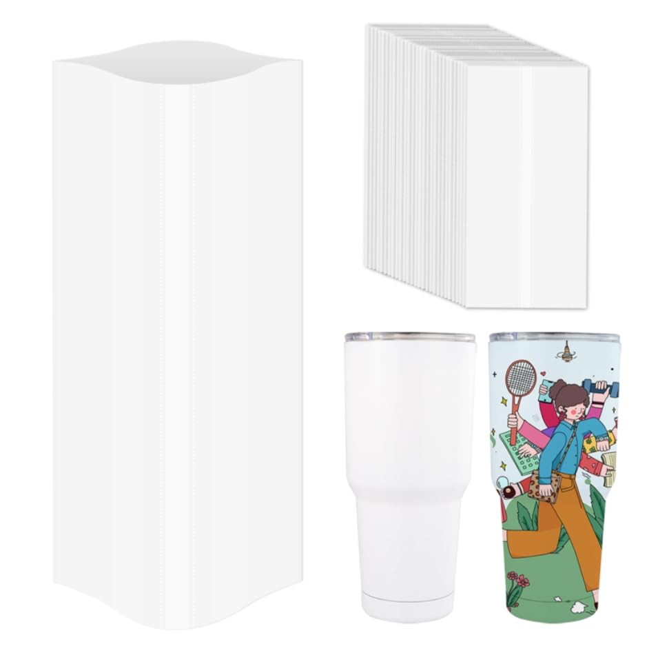 Shrink Wrap for Sublimation Tumblers 8 X 12 Inch - 60PCS Sublimation Shrink W...