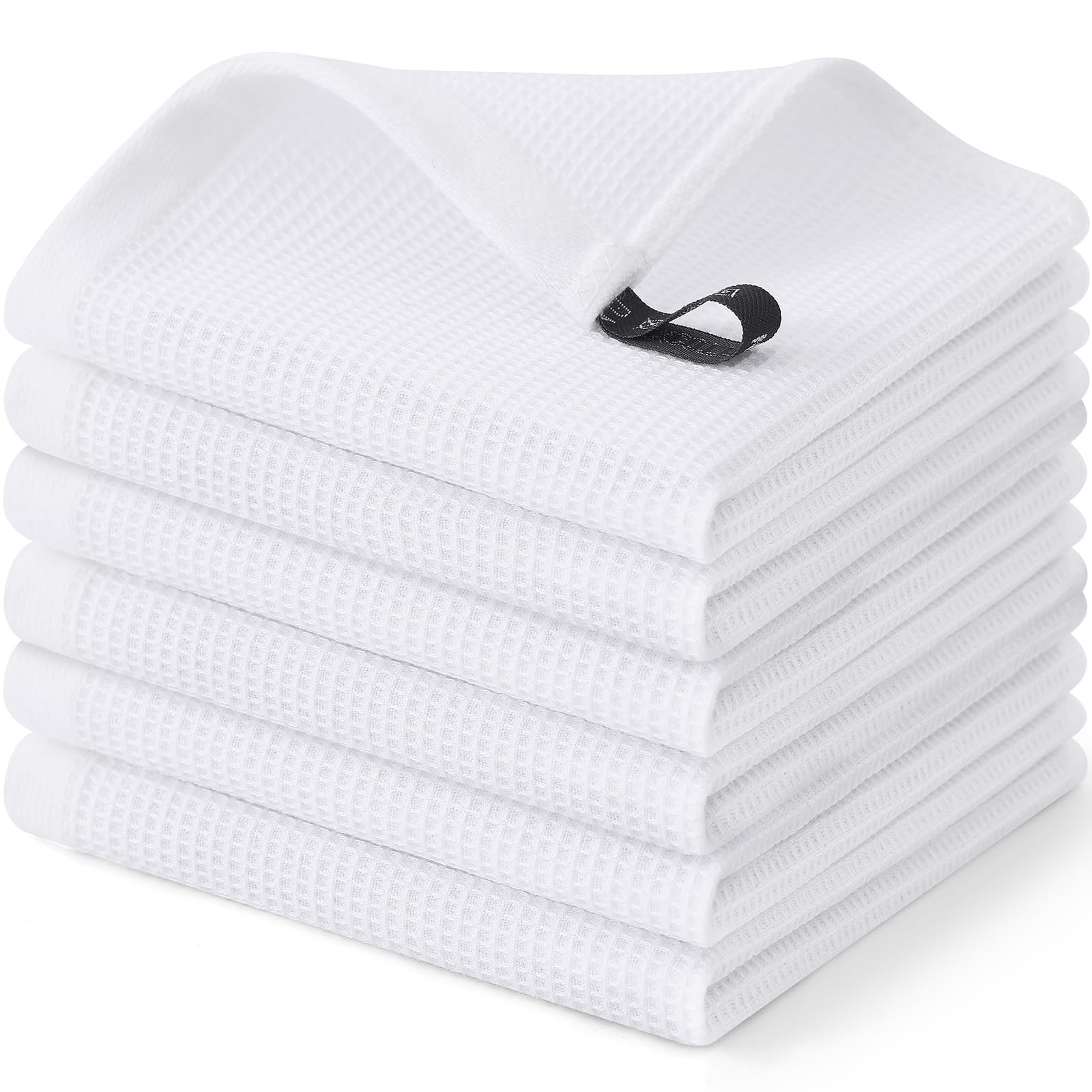 100% Cotton Waffle Weave White Dish Cloths Towels Rags 12x12 Inch 6 PCS