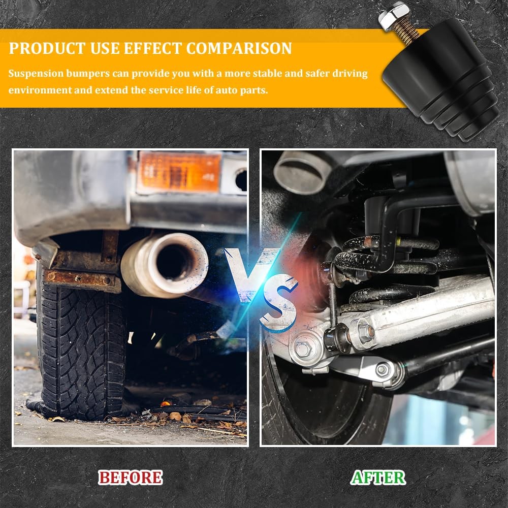 2PCS Suspension Bump Stop, Rear Leaf Spring Bumpers, Bump Stops Kit with Nuts