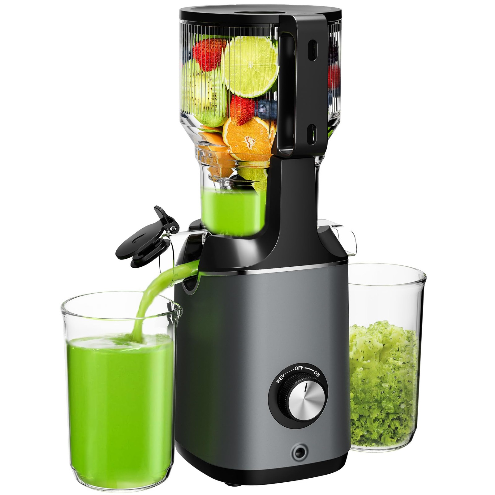 Cold Press Juicer Machines, 5.8" Wide Feed Chute, Slow Masticating Juicer for...