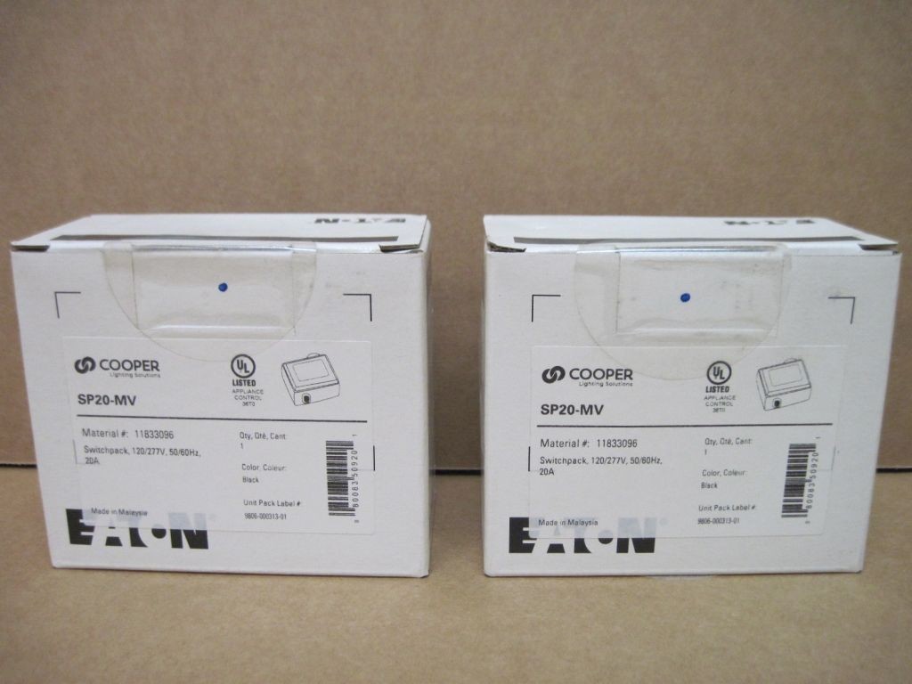 Eaton Cooper SP20-MV Switchpack 120/277V 50/60Hz 20A   ***LOT OF 2***