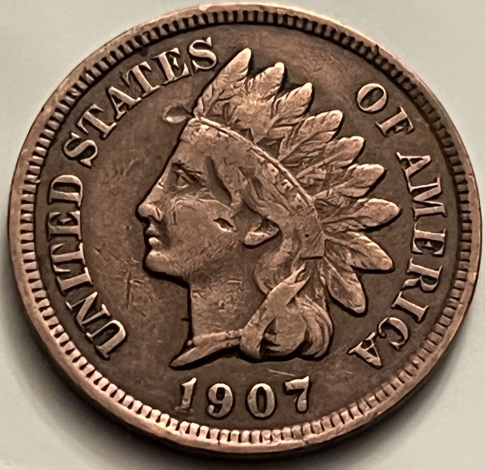 1907 Indian Head Cent - Reverse Damage - IHC Penny BN692