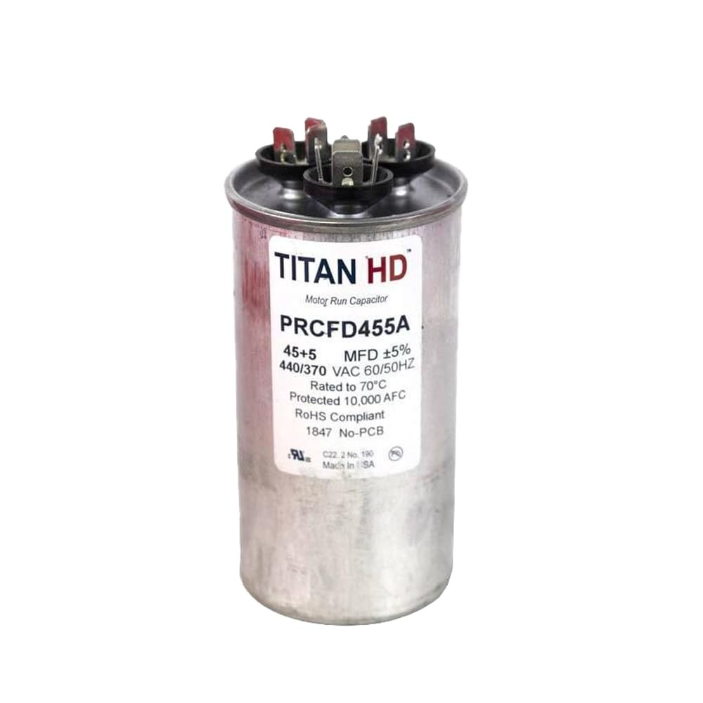 Packard Titan HD Run Capacitor, Round, 45+5 Mfd, 440-370V, USA Made!, PRCFD455A