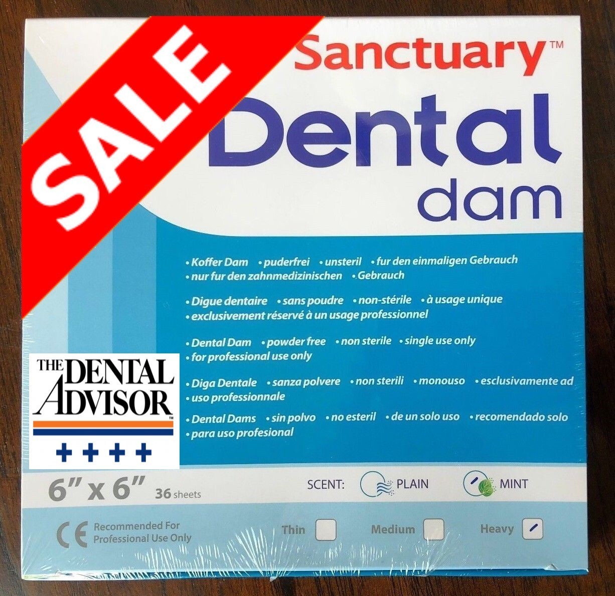 6"X6"X0.22mm HEAVY GREEN Spearmint Scented Sanctuary Dental Rubber Dam Latex 36P