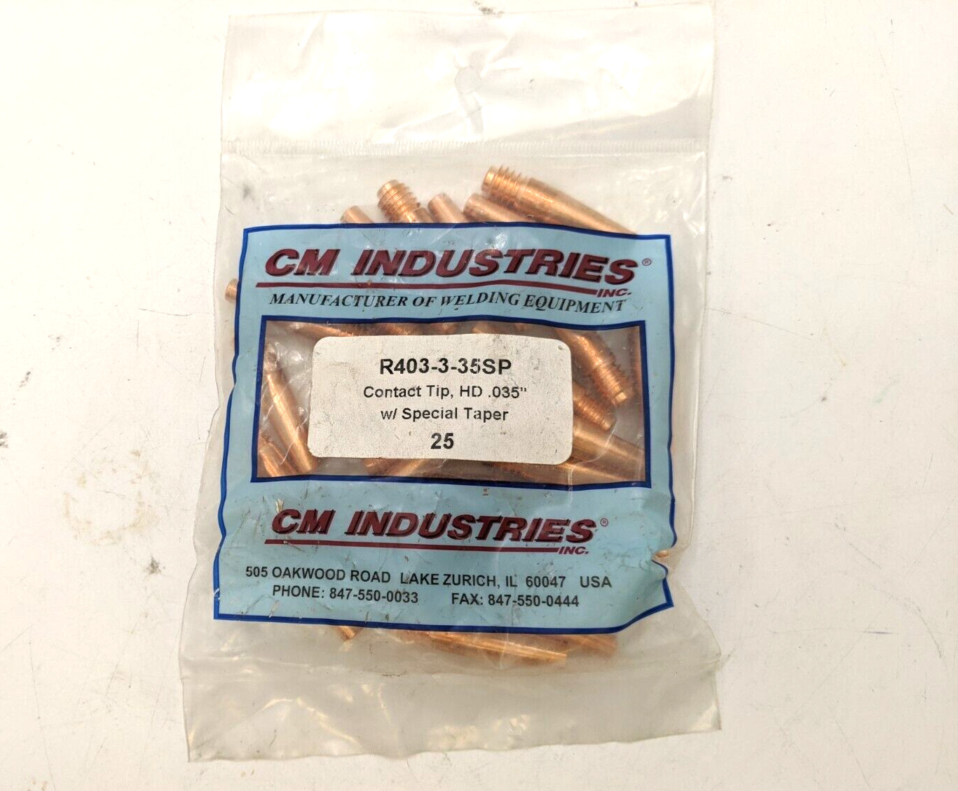 25Pc CM Industries R403-3-35SP Heavy Duty Weld Contact Tip .035" Special Taper