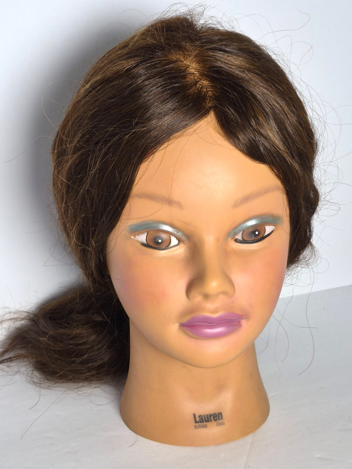 Burmax Lauren Mannequin Head 100% Human Hair Brown For Styling Braiding Cutting